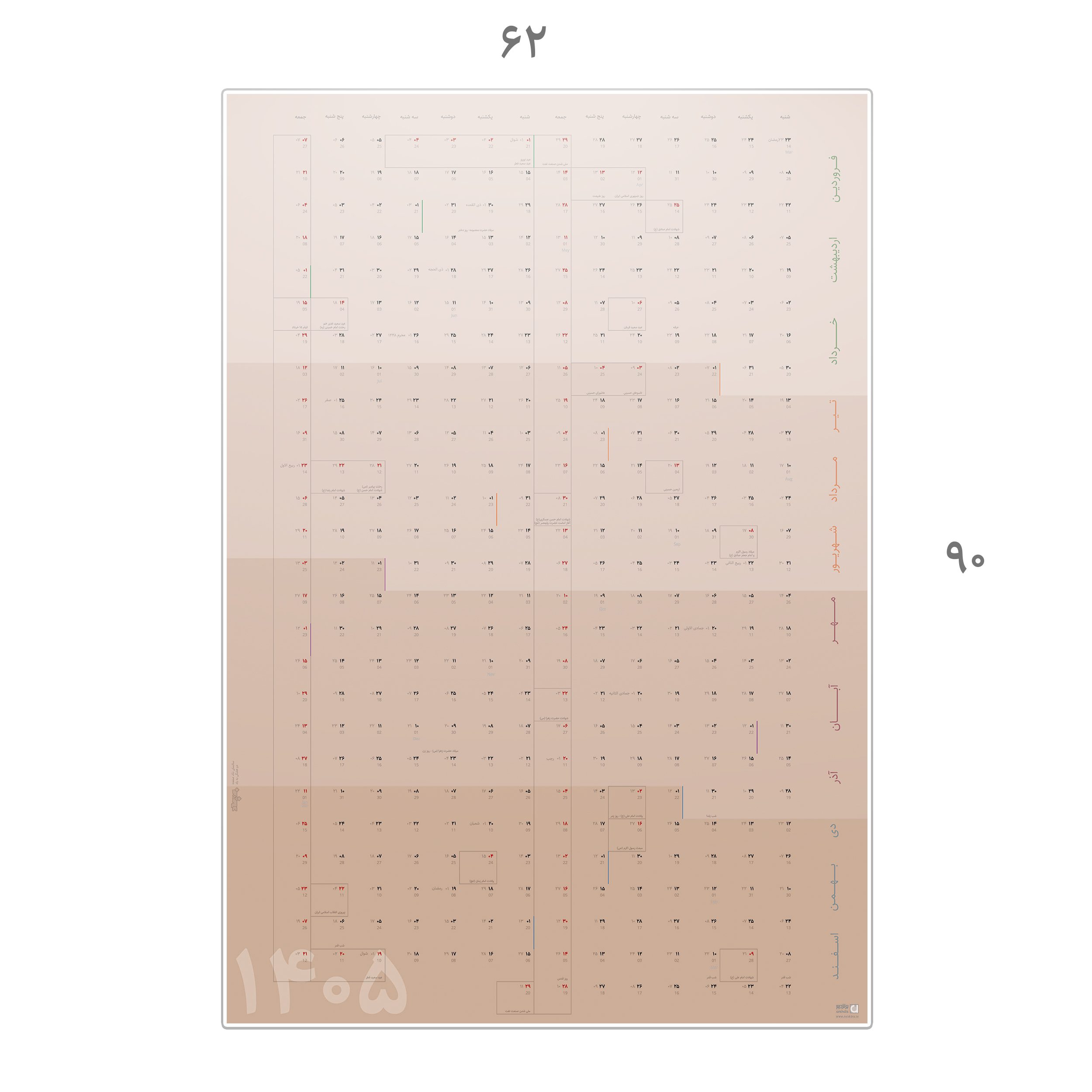 تقویم دیواری تک صفحه 1405 وایت بردی پلنر عرشدیس مدل نسکافه ای - تصویر 10
