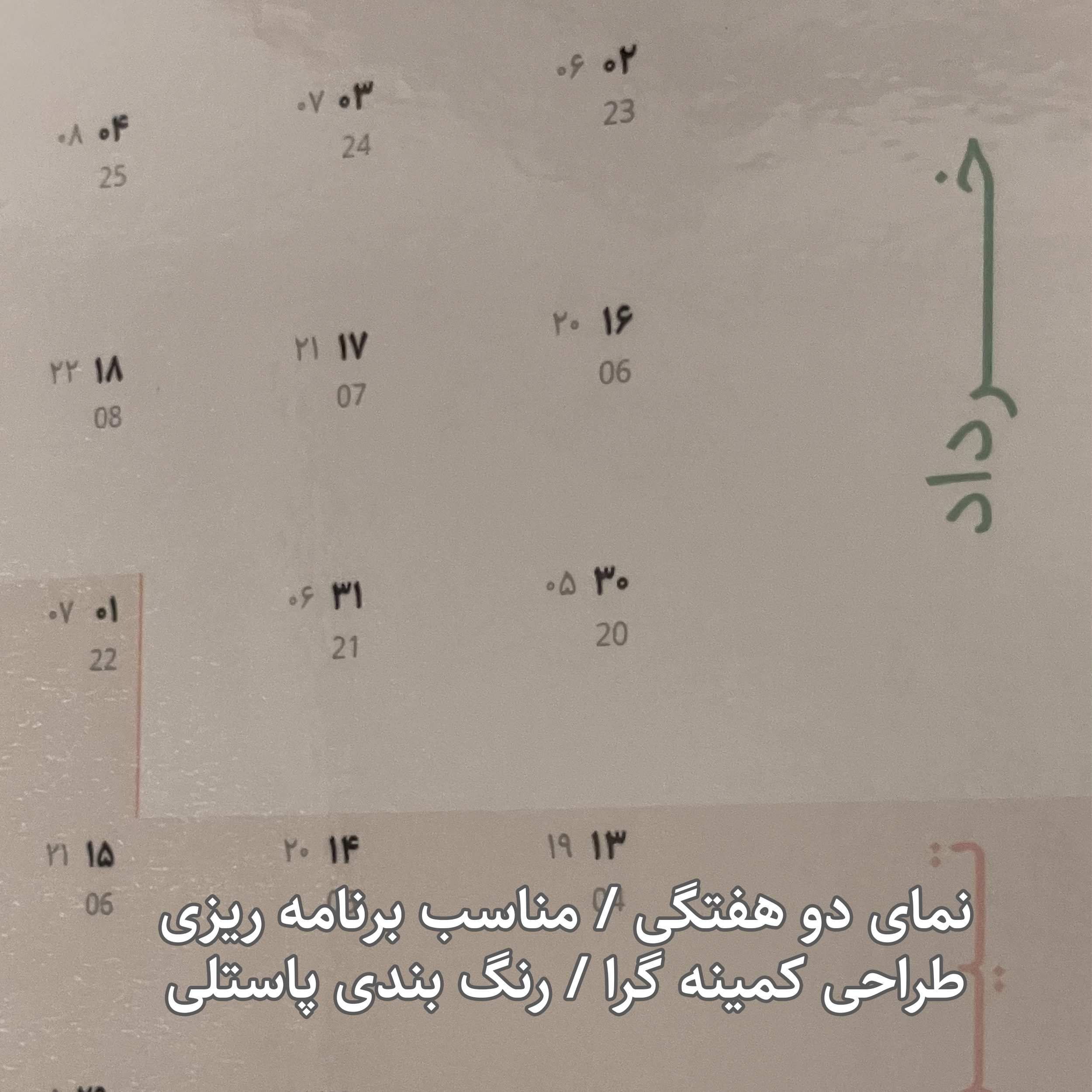 تقویم دیواری تک صفحه 1405 وایت بردی پلنر عرشدیس مدل نسکافه ای - تصویر 7